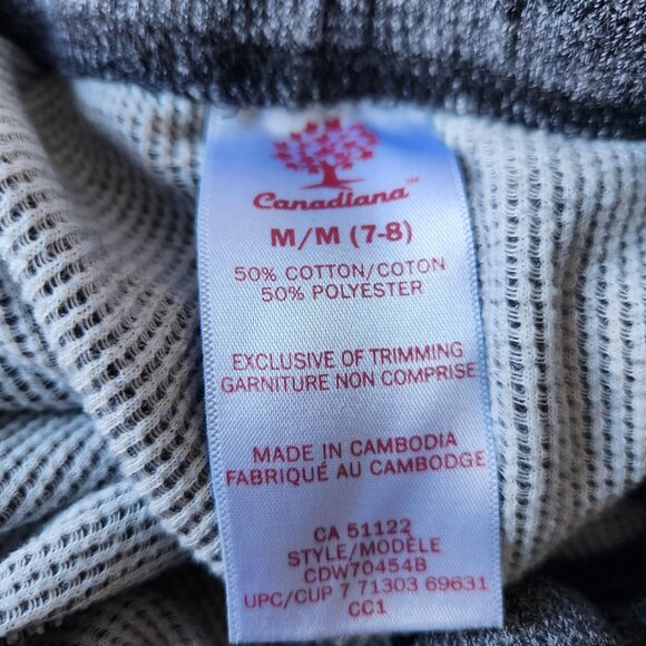 Canadiana Youth Pajama Set - Size Medium (7-8) - Gray Waffle Knit Long Sleeve - Picture 9 of 10
